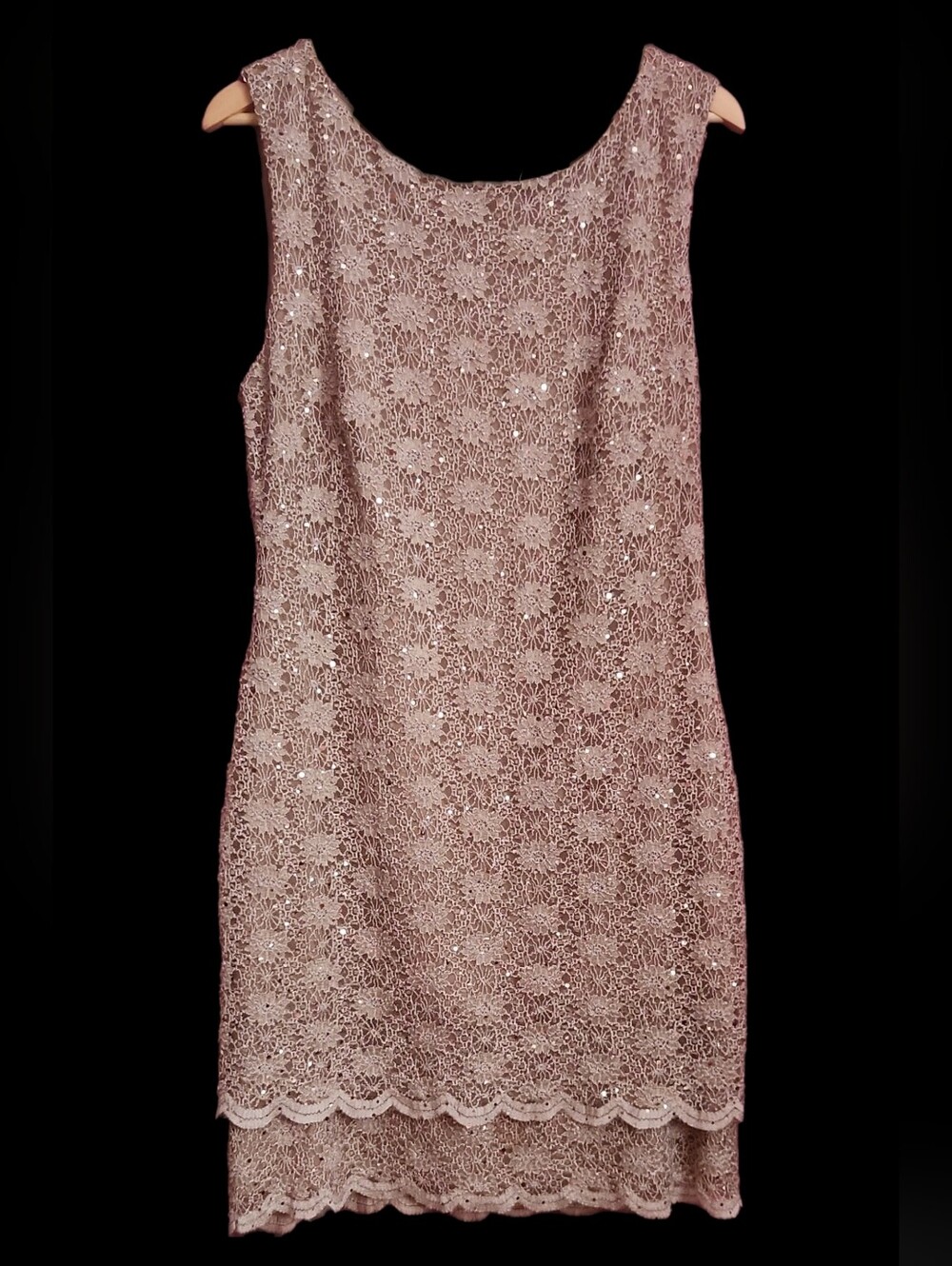 Connected Apparel  Regular Stretch Sequin Lace Dress Size 16